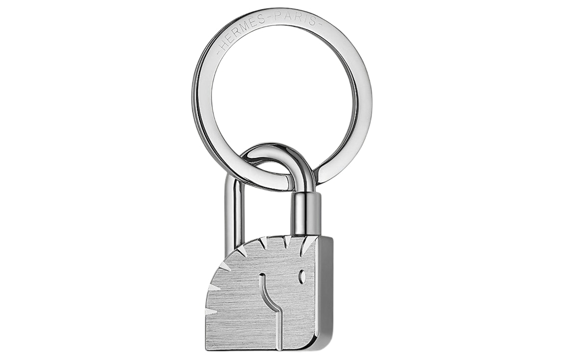 HERMES/爱马仕 Hermes Silver Horse Head Lock Keychain