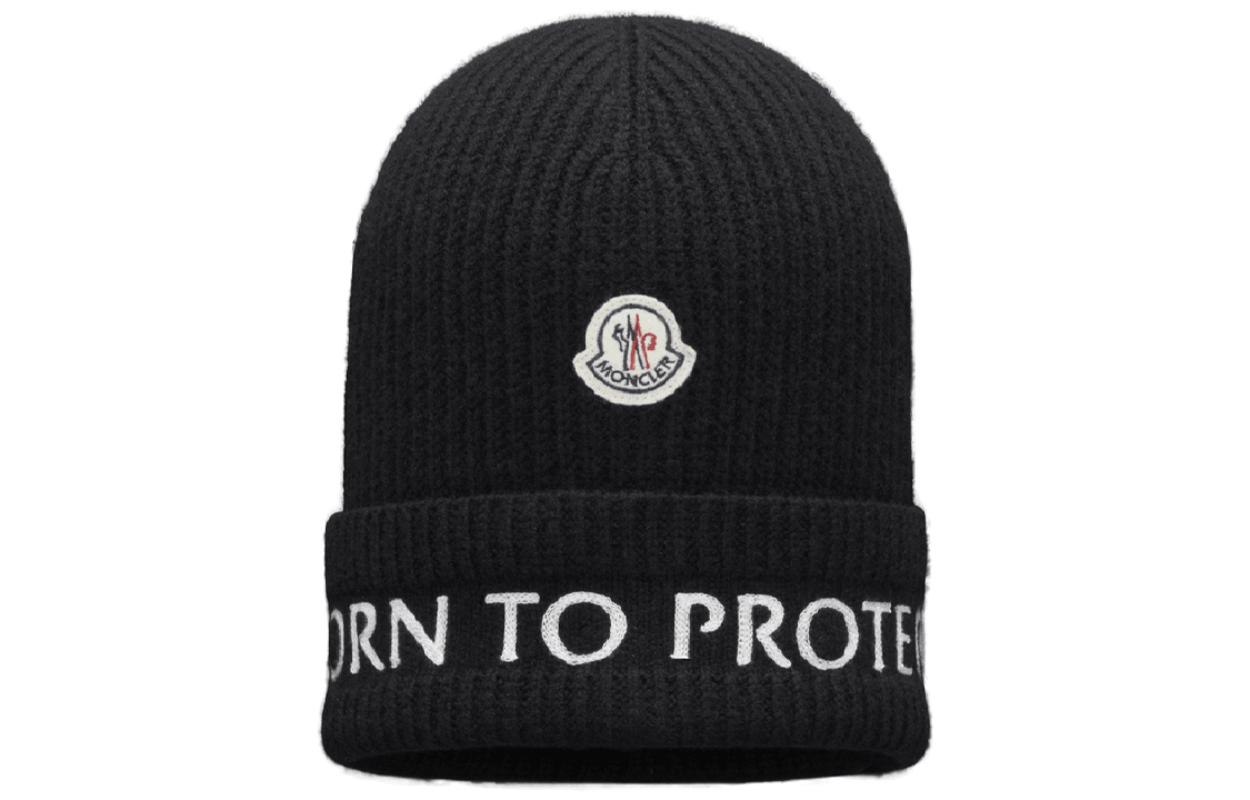 Moncler Ribbed Knit Beanie Black
