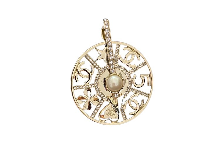 Chanel Compass Brooch Gold