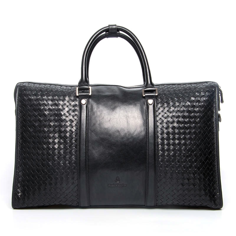 Hush Puppies/暇步士 Hush Puppies Braided Leather Briefcase Large Black
