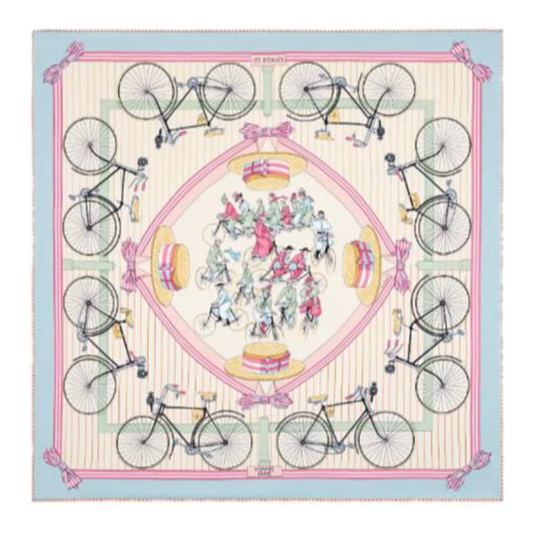 HERMES/爱马仕 Hermes Bicycle Silk Scarf Thick Light Blue