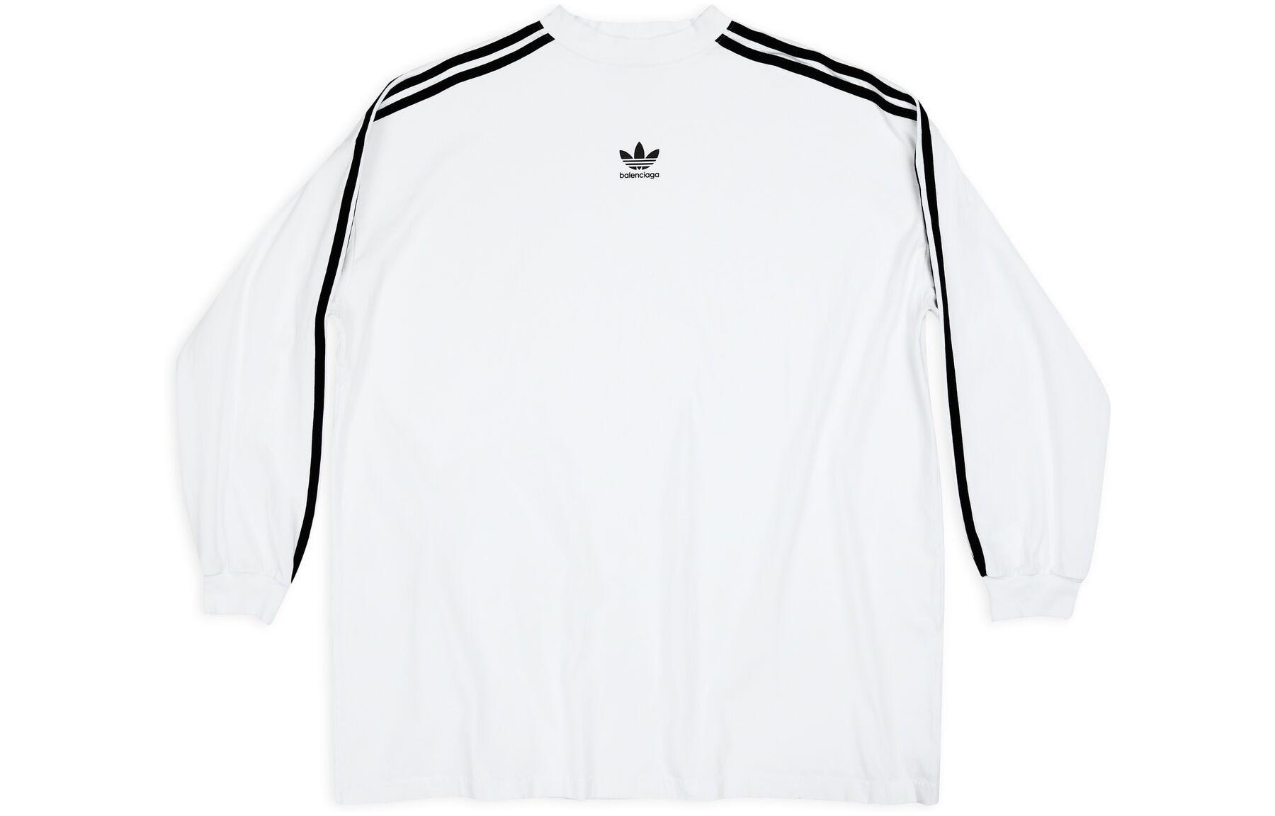 Balenciaga x adidas FW22 Striped Logo Crewneck White
