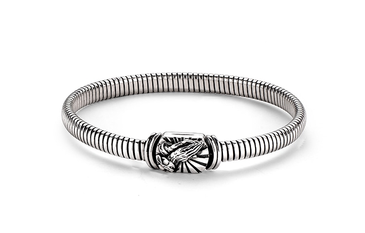 IDEAGEMER Silver Cross Bracelet