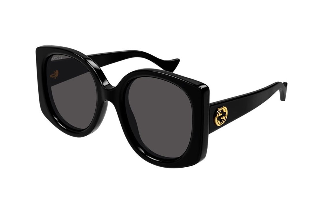 GUCCI/古驰 Gucci Irregular Frame Sunglasses Gray Black
