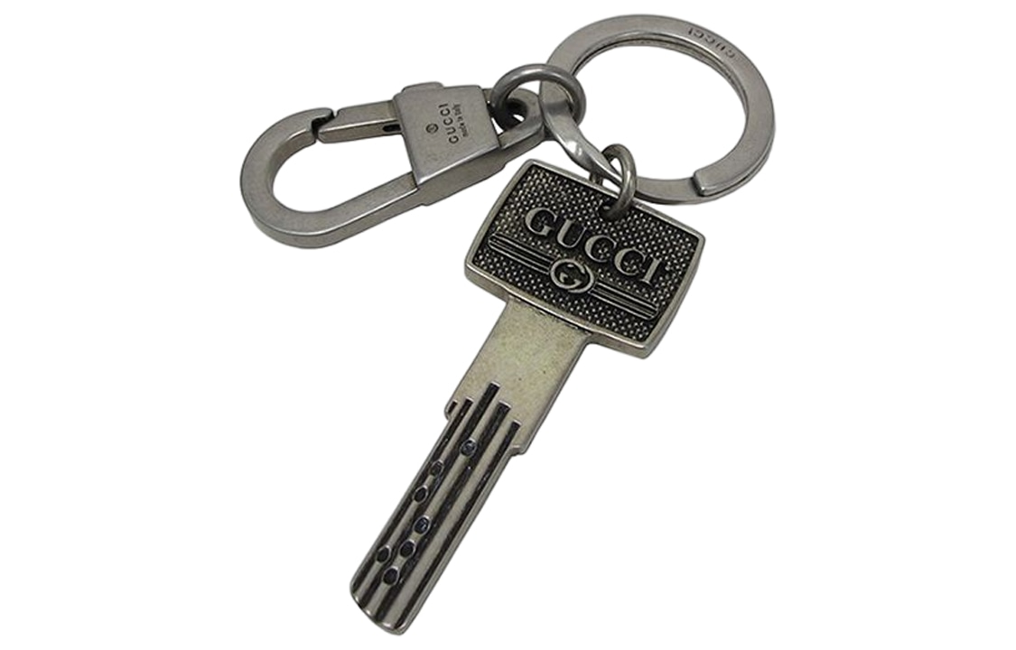 GUCCI/古驰 GUCCI Reversible Logo Keychain Silver