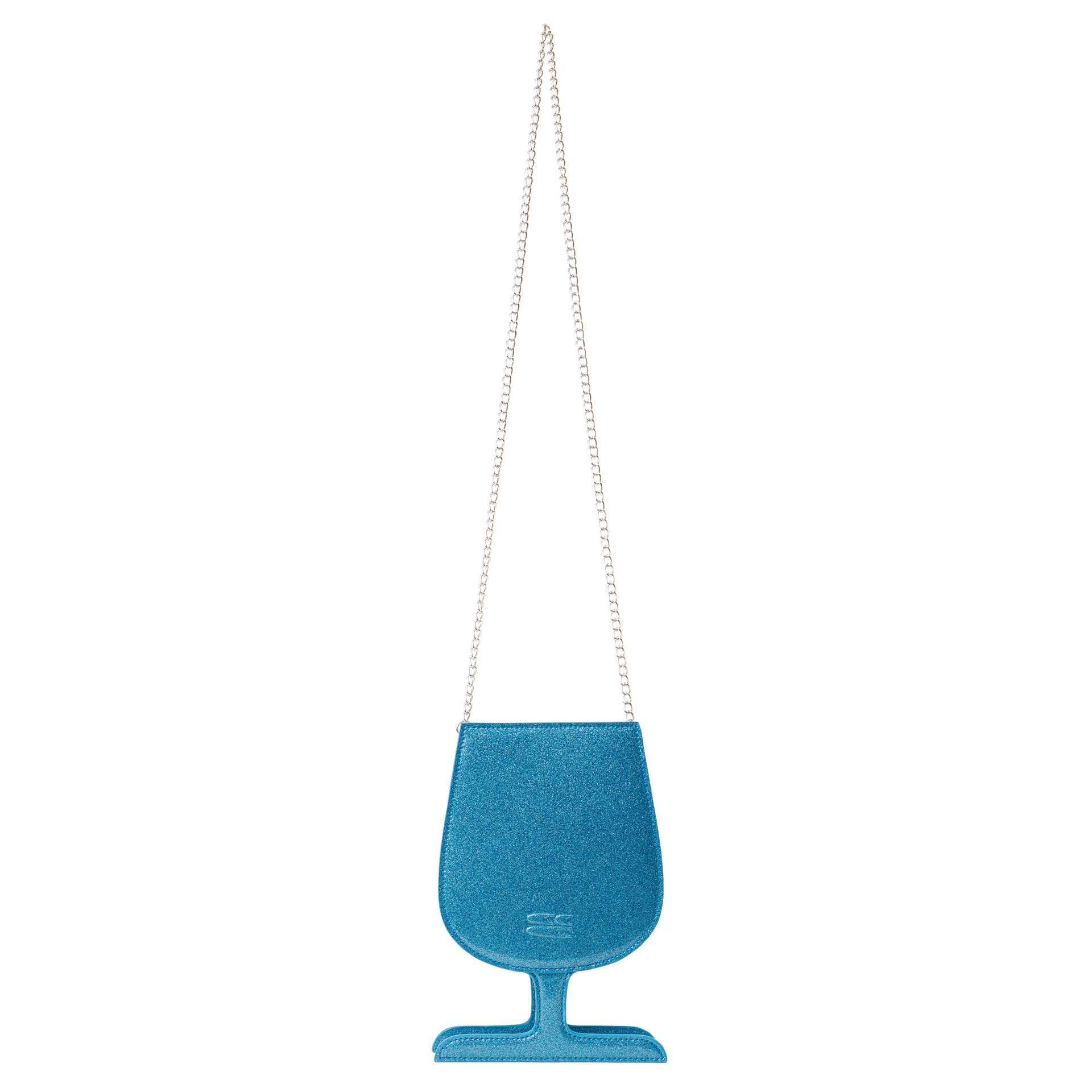 Crying Center Metal PU Crossbody Bag Blue Silver