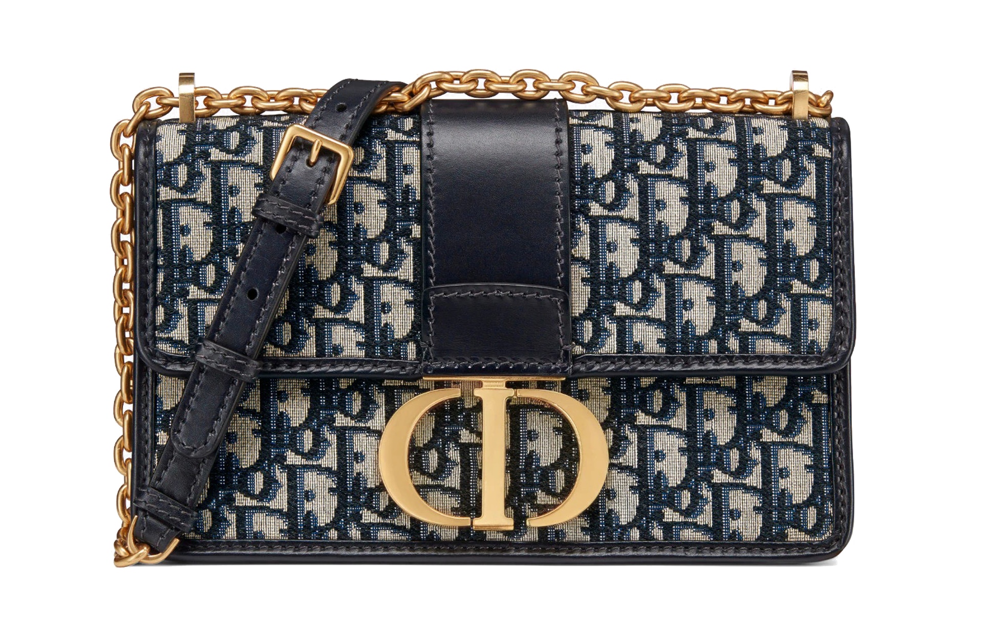 DIOR 30 Montaigne Oblique Box Bag Denim Blue