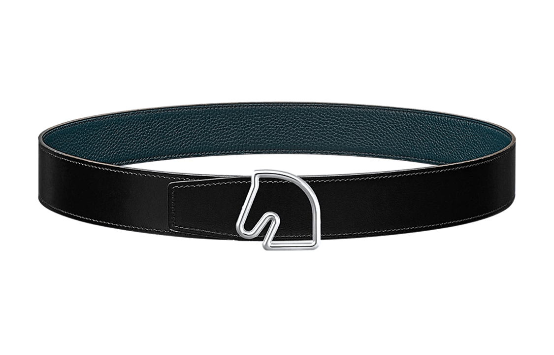 HERMES/爱马仕 Hermes Reversible Horse Motif Belt Black 3.8cm