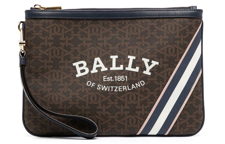 BALLY巴利 Bally Leather Wristlet Clutch Brown