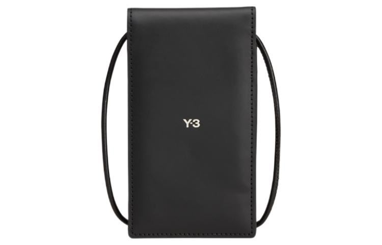 Y-3 Logo Calfskin Crossbody Phone Bag Black