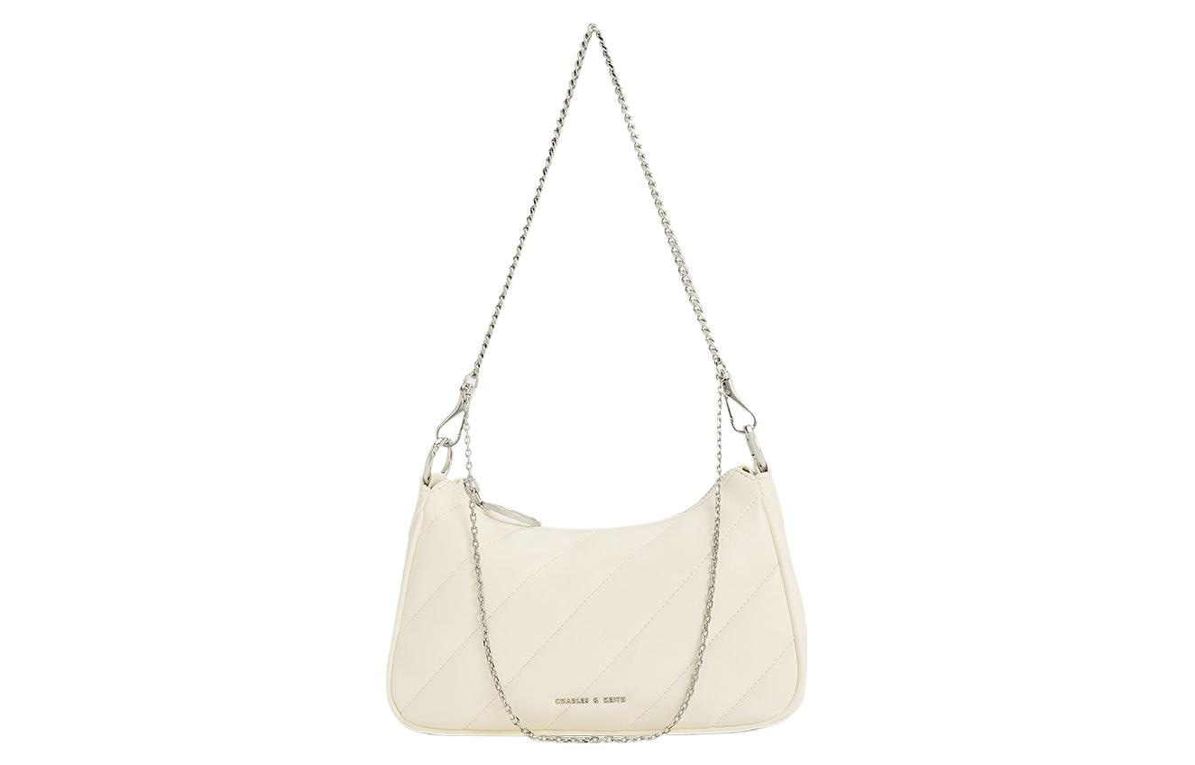 CHARLES&KEITH Charles & Keith Quilted Chain Shoulder Bag Milk White
