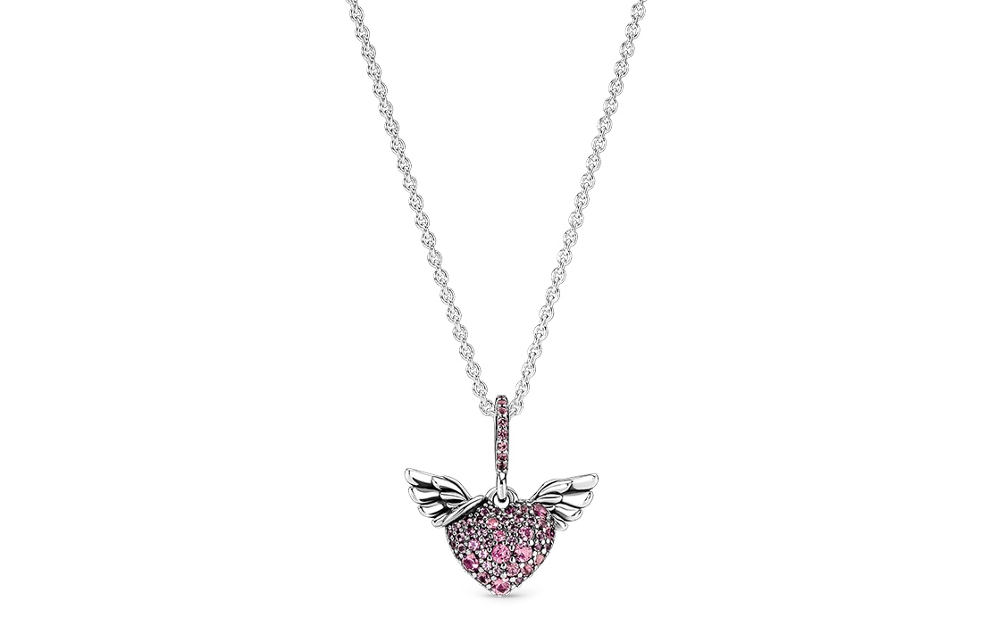 Pandora/潘多拉 Pandora Angel Wing Pink Heart Pendant
