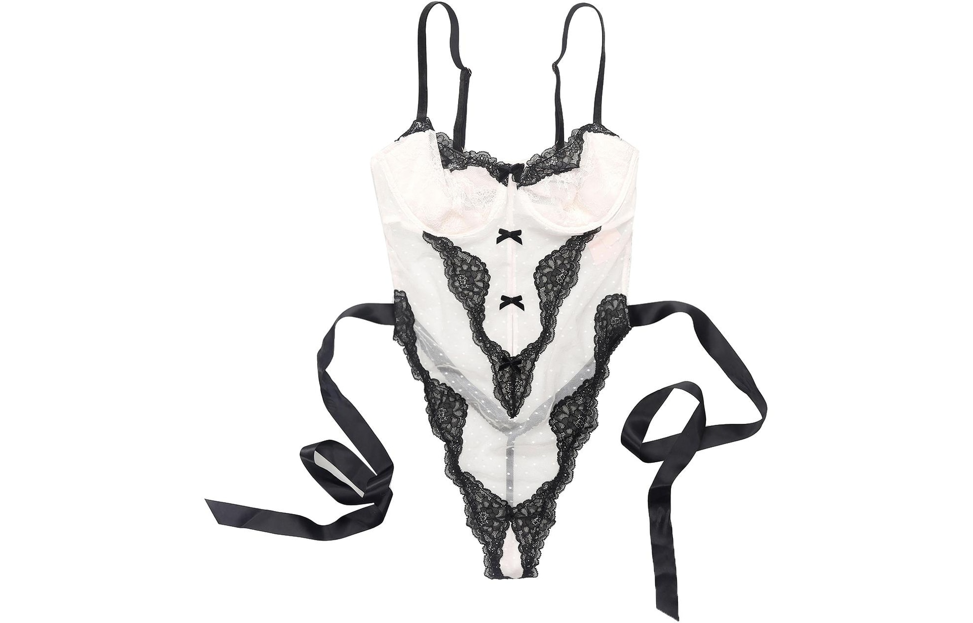 Victoria's Secret/维多利亚的秘密 Victoria's Secret Floral Lace Bodysuit Coconut White