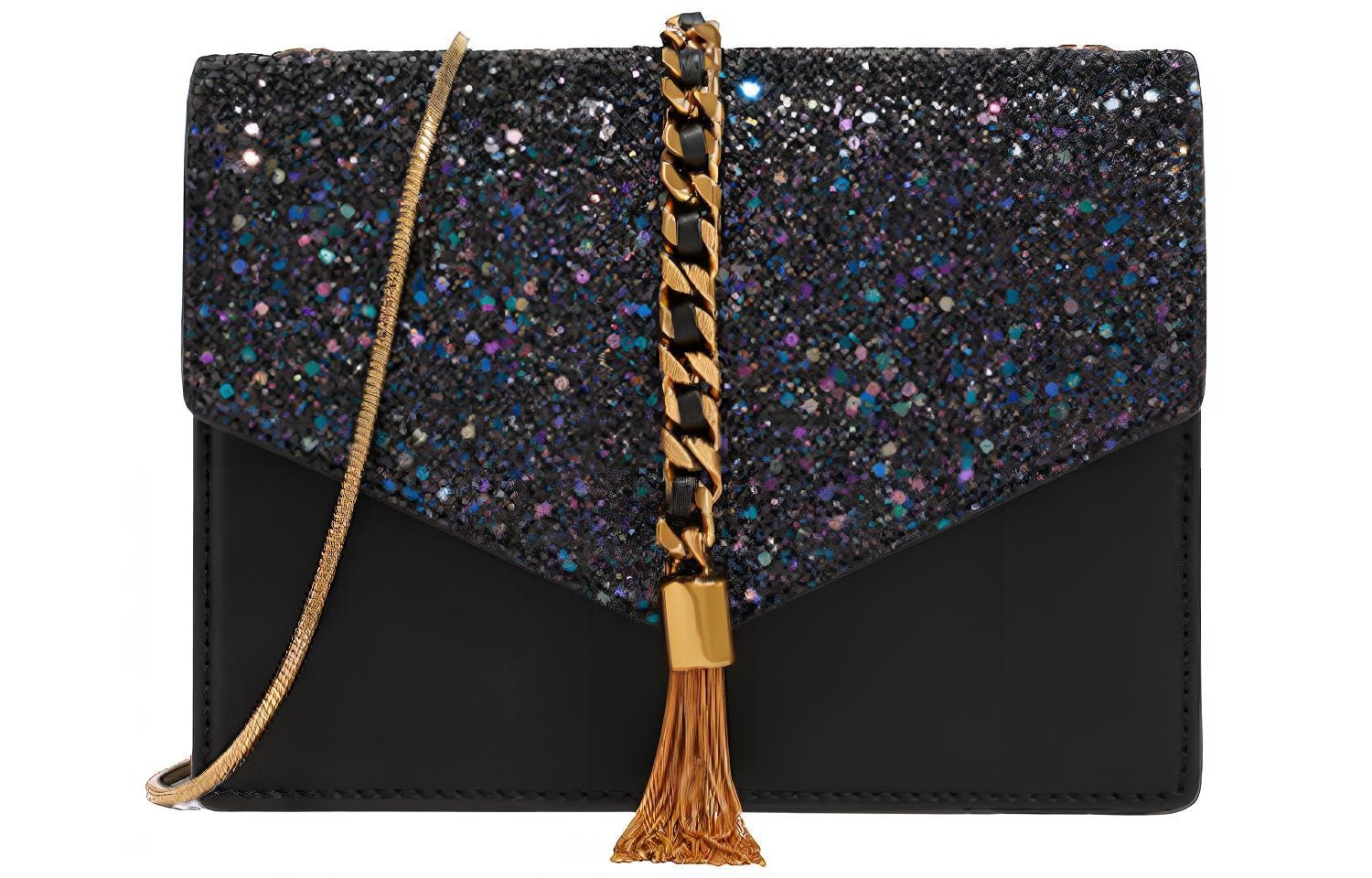 CHARLES&KEITH Metallic Chain Shoulder Bag Black