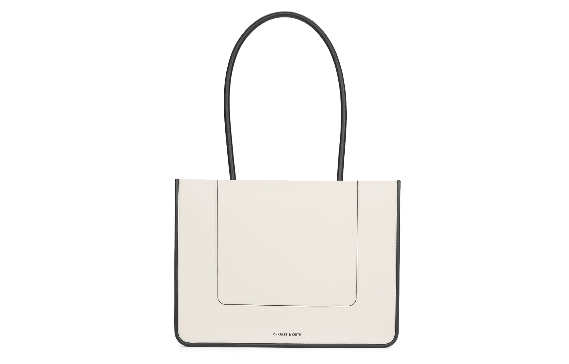 CHARLES&KEITH Charles & Keith Large Tote Bag Cream/Noir
