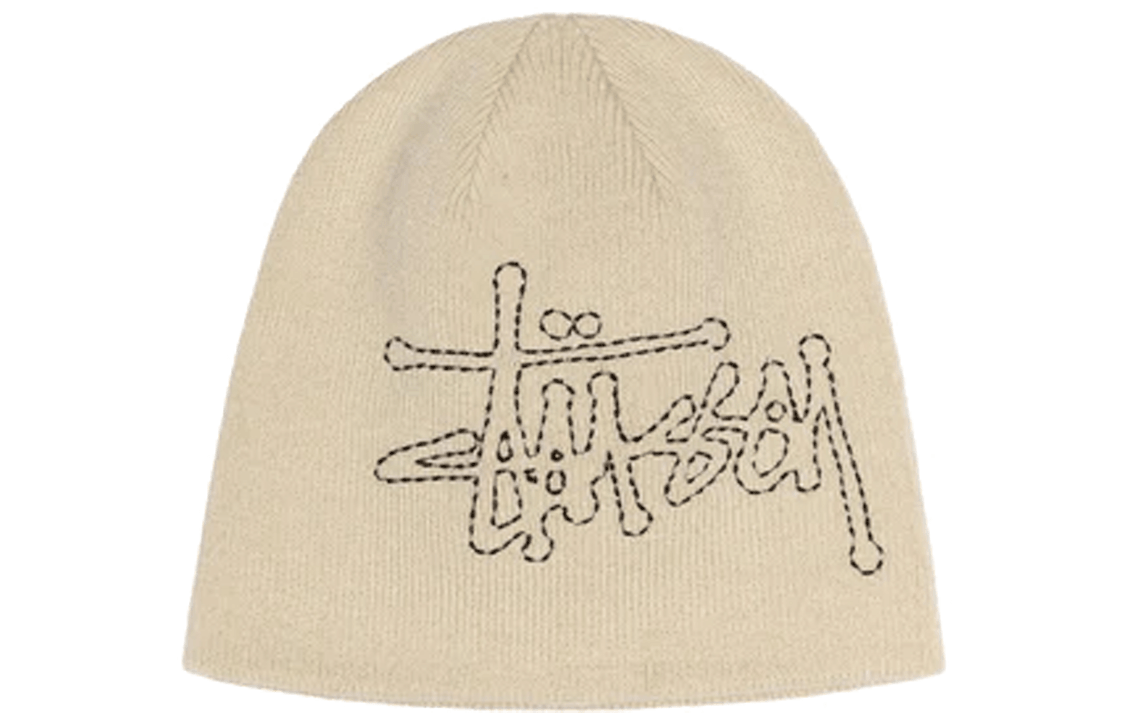 Stussy Letter Logo Acrylic Beanie Beige