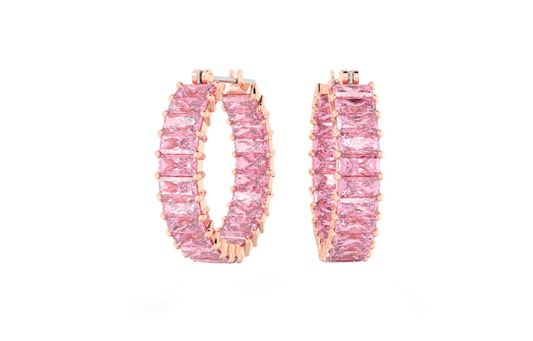 Swarovski/施华洛世奇 Swarovski Matrix Rose Gold Hoop Earrings