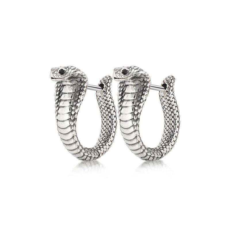 IDEAGEMER Cobra Earrings Silver 925