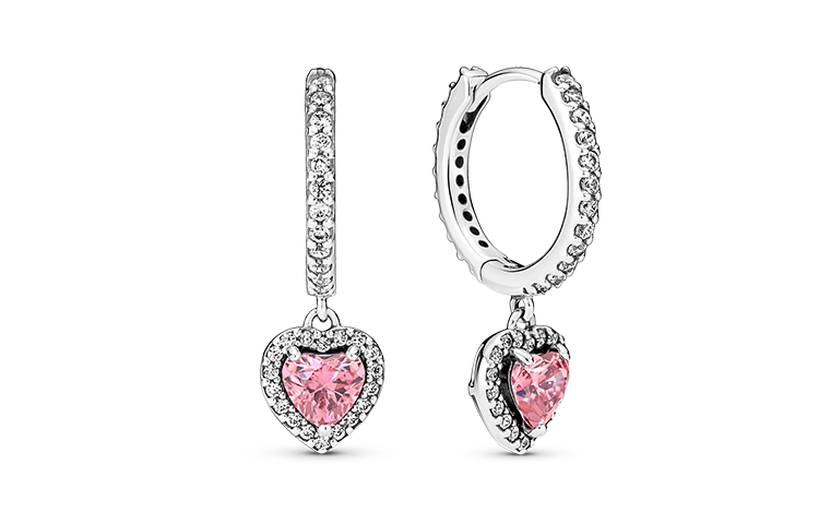 Pandora/潘多拉 Pandora Eternal Heart Pink Earrings Silver