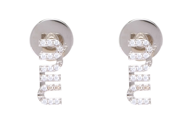 Miu Miu Logo Earrings Silver