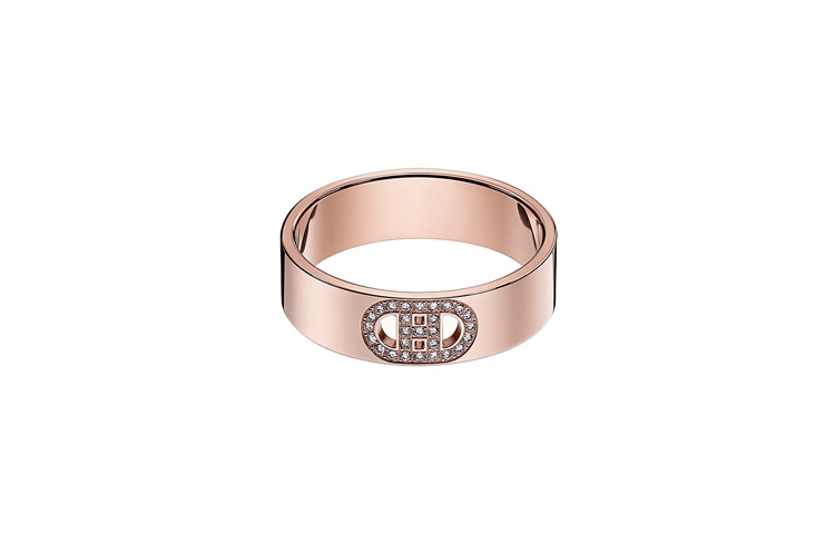 HERMES/爱马仕 Hermes H d'Ancre Ring Rose Gold Small