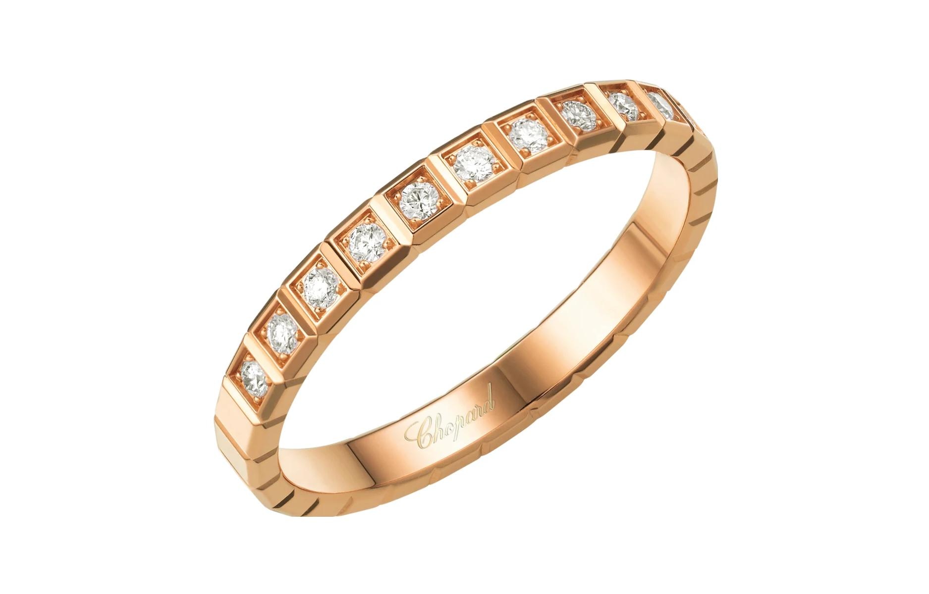 CHOPARD/萧邦 Chopard Ice Cube Ring Rose Gold Half Diamond
