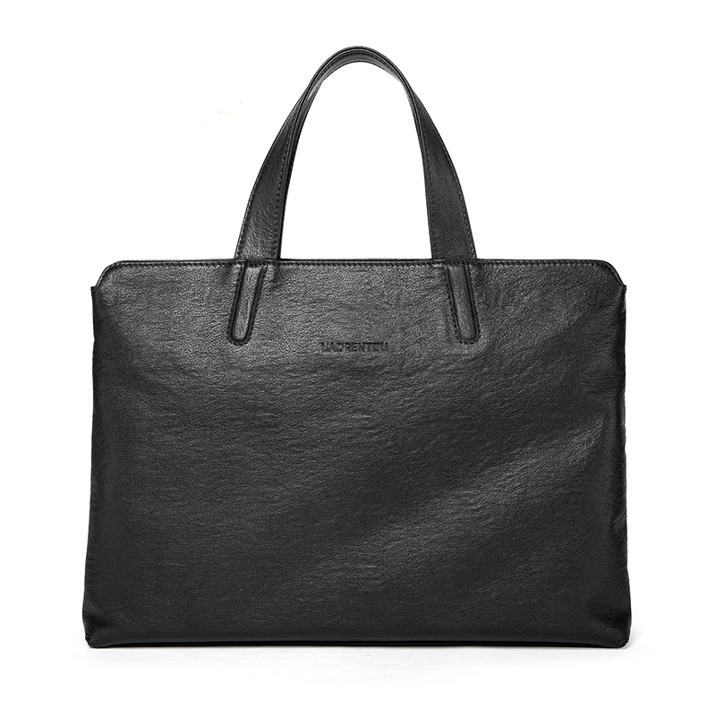 老人头 Laorentou Black Leather Briefcase