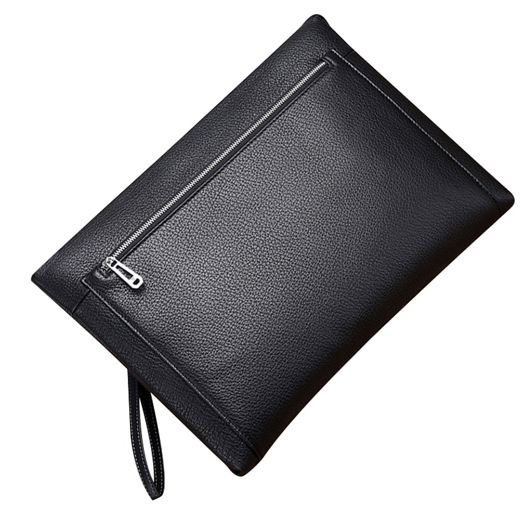 DOSRFINI杜莎菲尼 DOSRFINI Business Large Capacity Men's Leather Wristlet Clutch Black