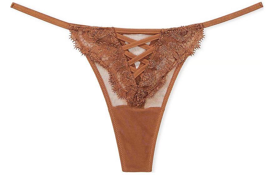 Victoria's Secret/维多利亚的秘密 Victoria's Secret Dream Angels Boho Floral Thong Panty Brown