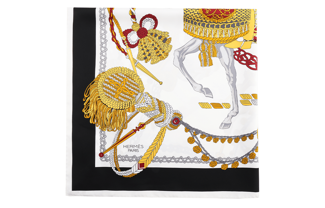 HERMES/爱马仕 Hermes Percussionist Series 90cm Scarf Black Gold