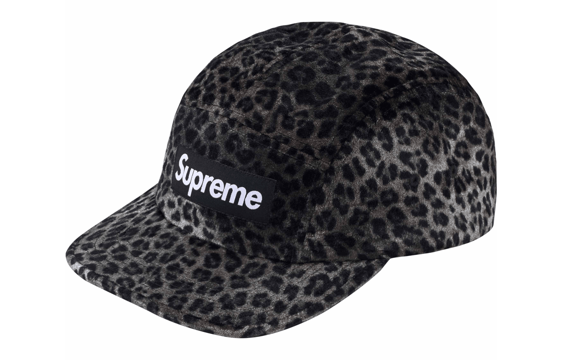 Supreme Leopard Velvet Camp Cap