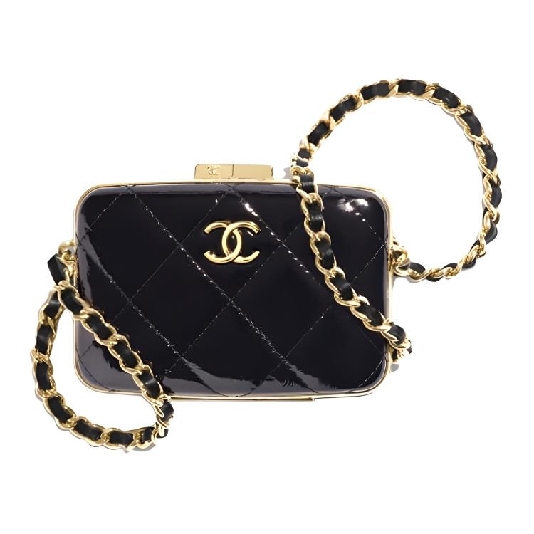 CHANEL Metal Chain Lambskin Shoulder Bag Small Black
