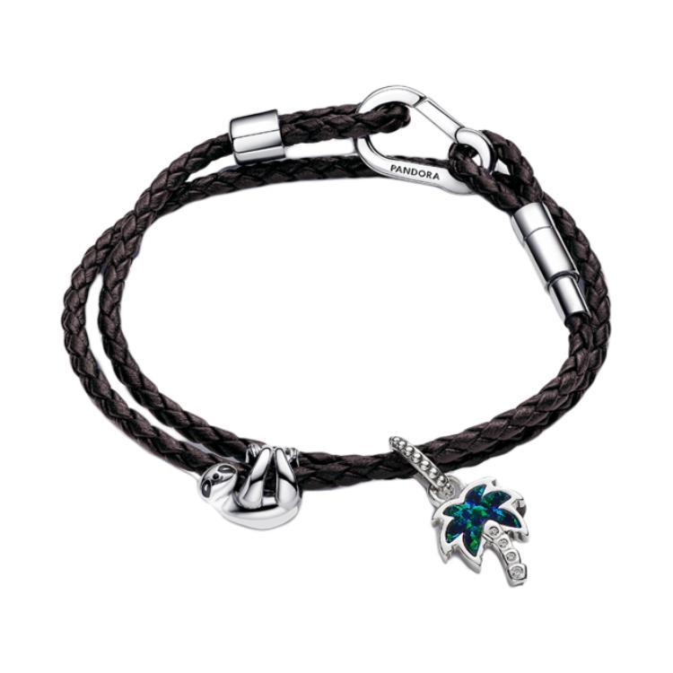 Pandora/潘多拉 Pandora Palm Tree Charm Bracelet 925 Silver Black