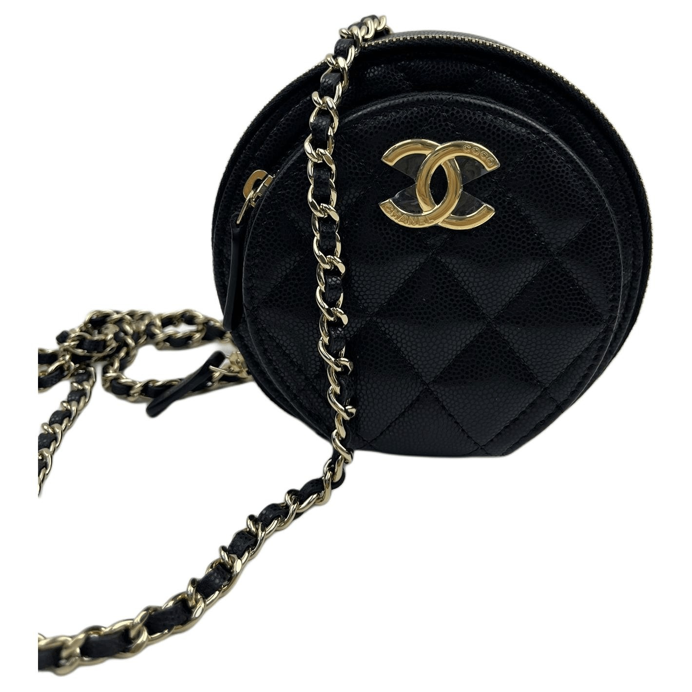 CHANEL Double Layer Round Mini Bag Black