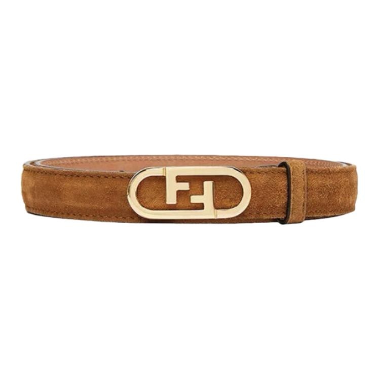 FENDI/芬迪 Fendi Logo Leather Belt Brown