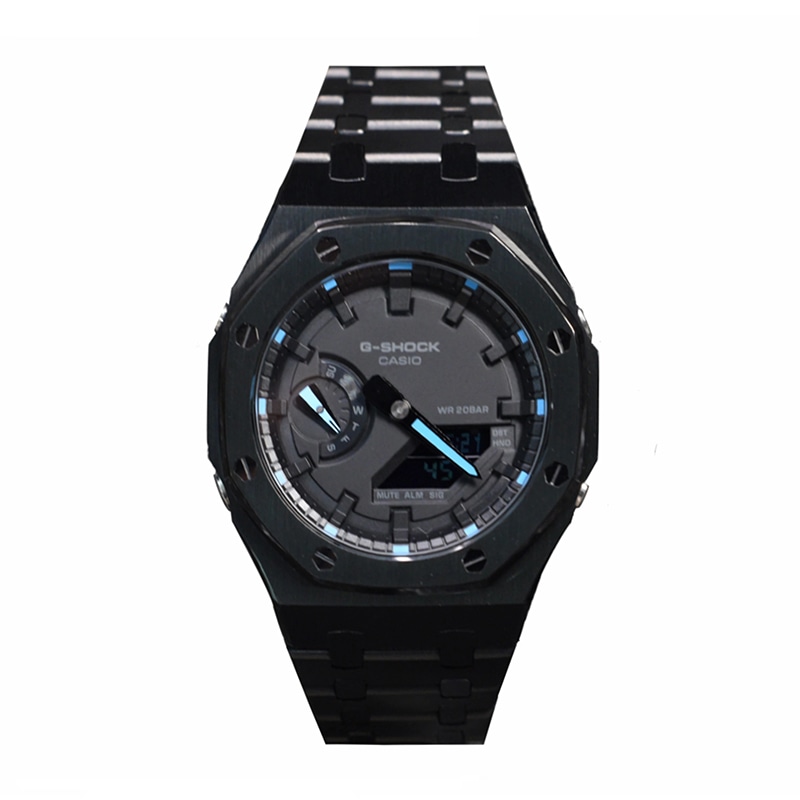 CASIO/卡西欧 Casio GA-2100-1A1 Mod Black Steel Blue