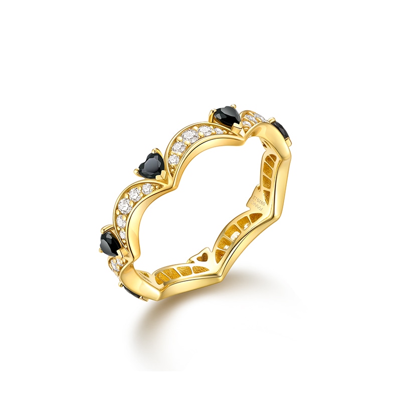 FANCI 范琦 FANCI Heart Moon Love Ring Black Gold S925 Silver