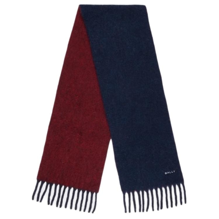 BALLY巴利 BALLY Tassel Wool Scarf Blue Red