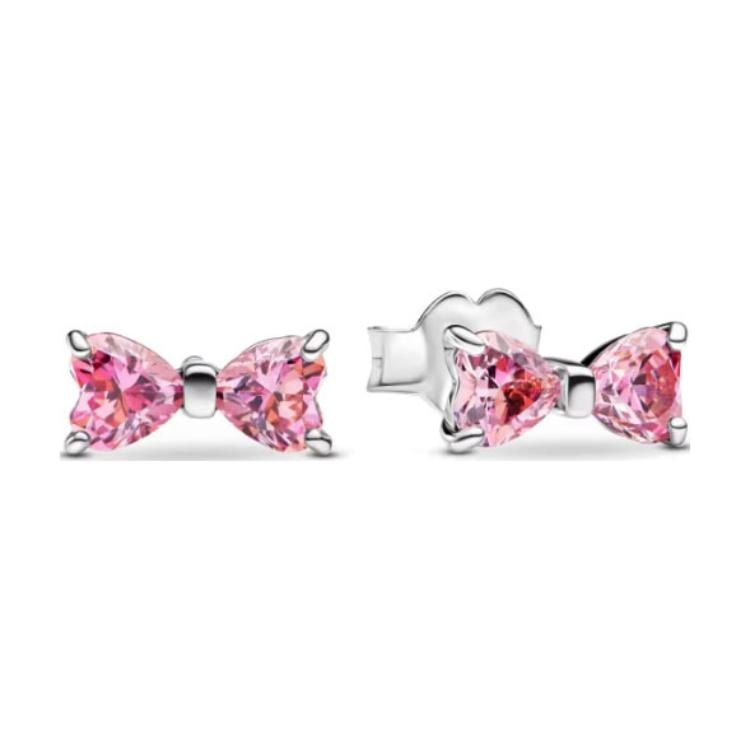 Pandora/潘多拉 Pandora Bow Stud Earrings Pink