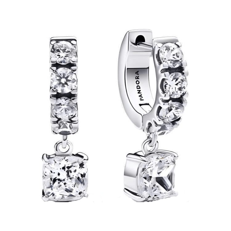 Pandora/潘多拉 Pandora PAVÉ Silver Earrings