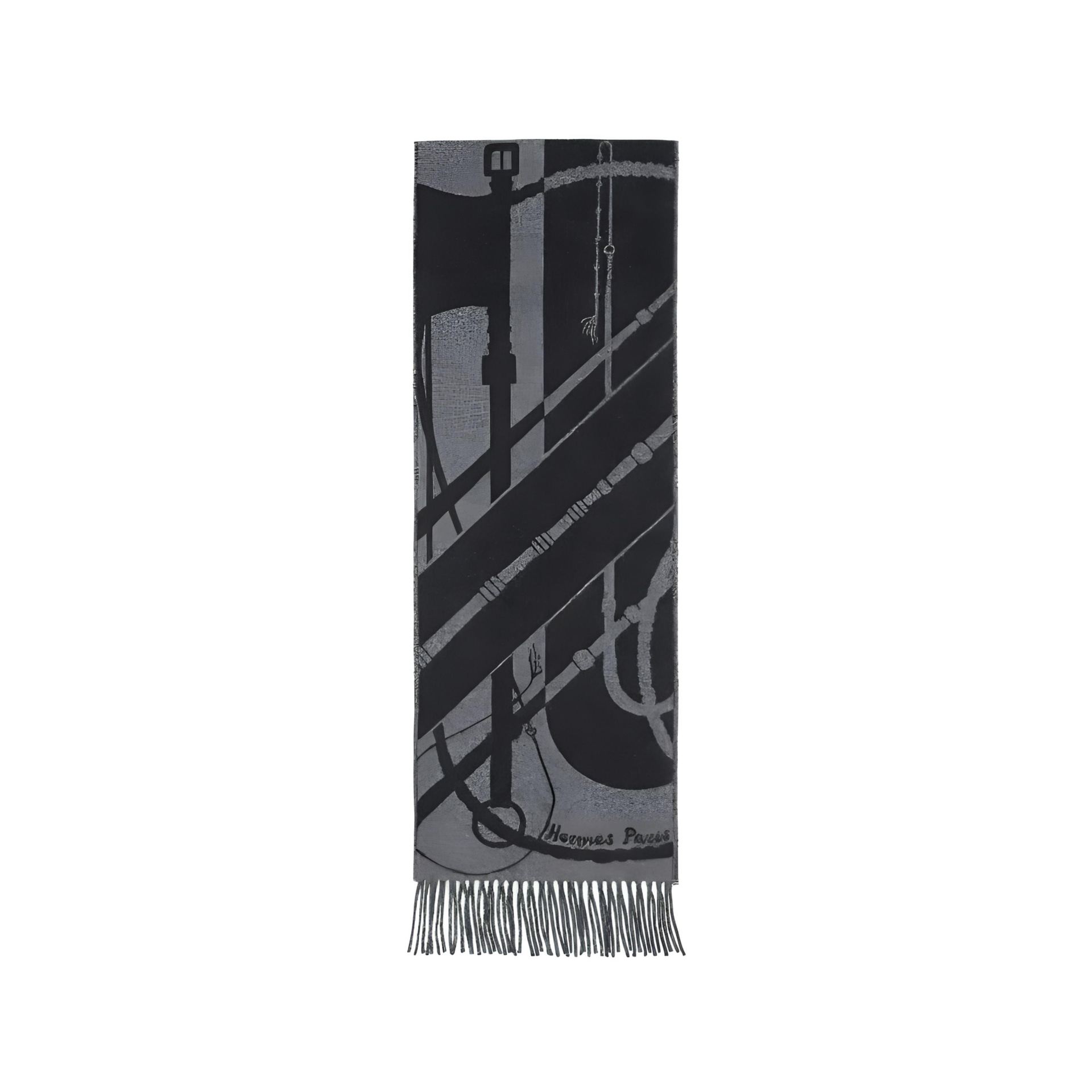HERMES/爱马仕 Hermes Tassel Logo Scarf Black