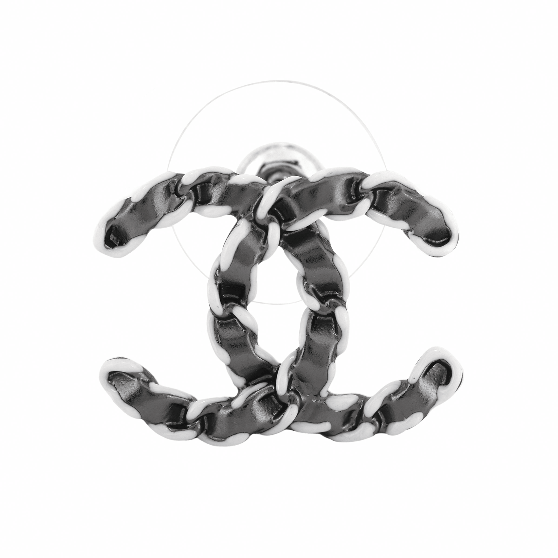 Chanel 22 Chain CC Logo Earrings White
