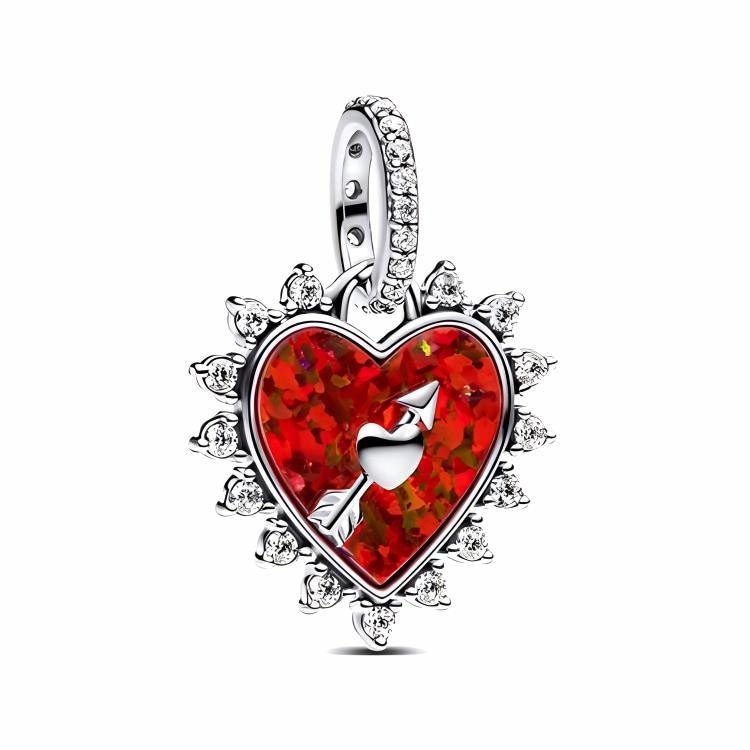 Pandora/潘多拉 Pandora Cupid's Arrow Heart Pendant 925 Silver Red