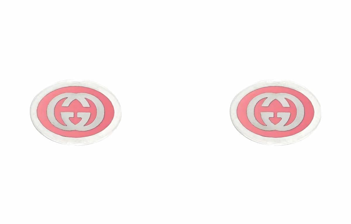 GUCCI/古驰 Gucci Interlocking Double G Enamel Earrings Pink