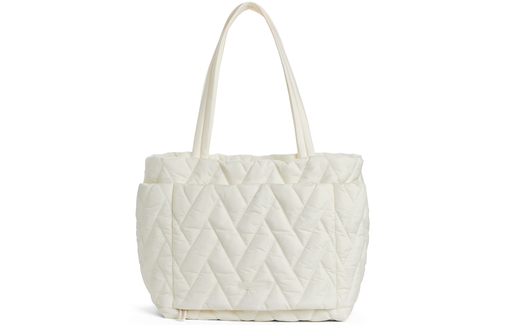 CHARLES&KEITH Charles & Keith Jet Black/Cream Nylon Tote