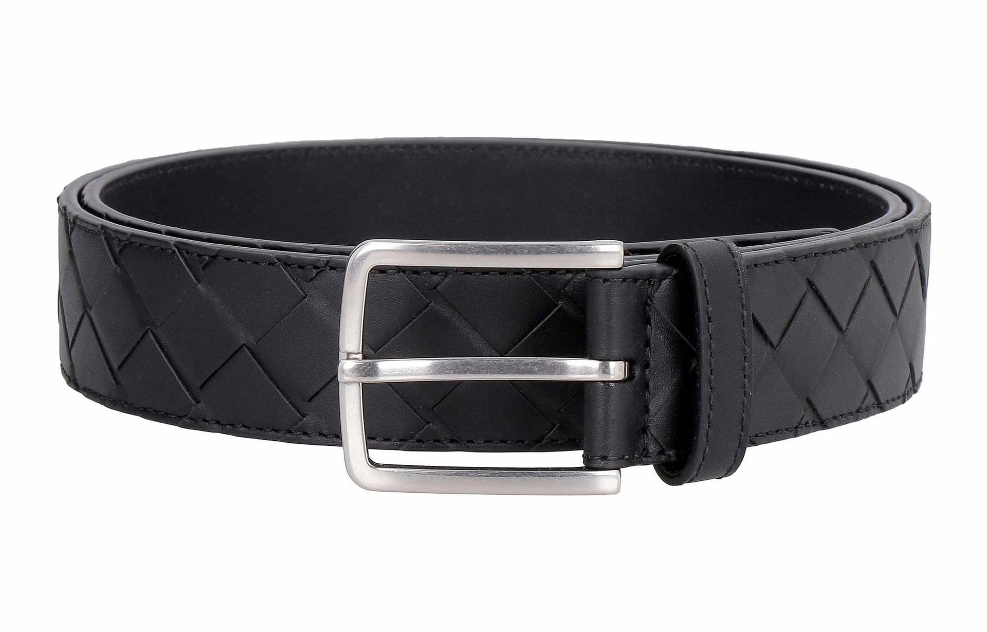 Bottega Veneta/葆蝶家 Bottega Veneta Intrecciato Belt Black 3.5cm