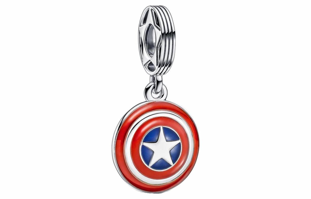 Pandora/潘多拉 Pandora Avengers Captain America Shield Charm Silver Red