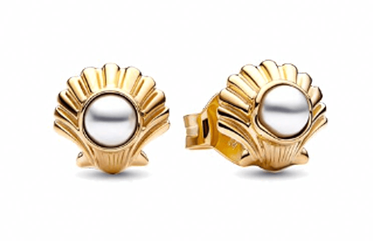 Pandora/潘多拉 Pandora Disney Little Mermaid Shell Earrings Gold