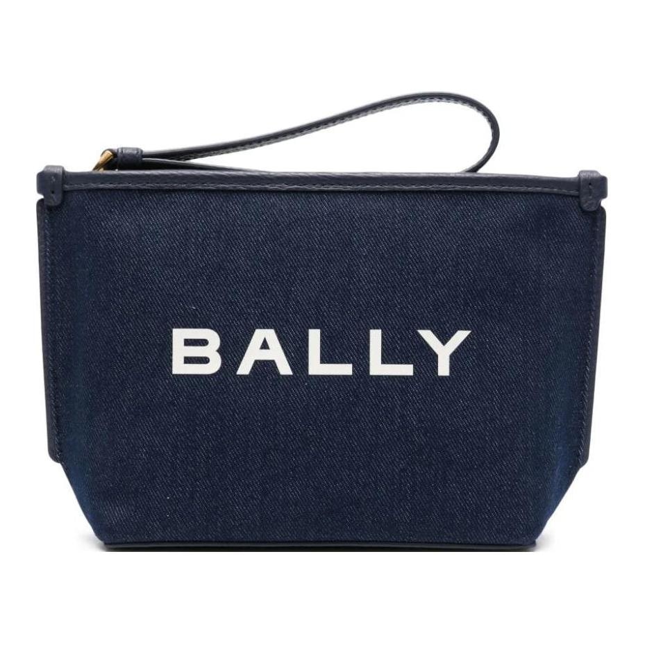 BALLY巴利 Bally Bar Logo Canvas Clutch Navy