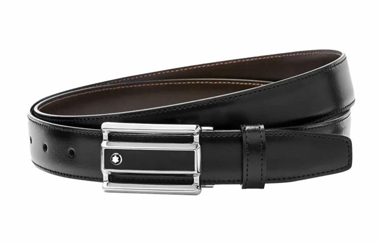 MONTBLANC/万宝龙 Montblanc Leather Belt Rectangle Buckle Black Brown 3cm